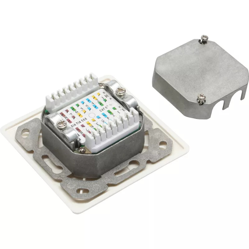 InLine Cat.6 Puszka połączeniowa 2x żeńska RJ45 pozioma RAL9010 biała
