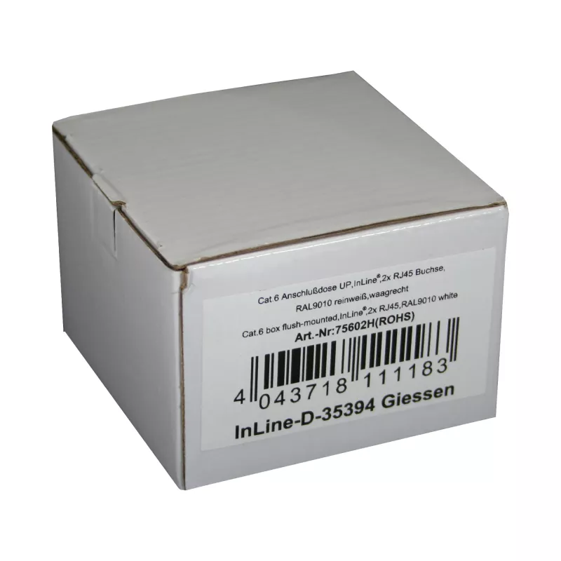 InLine Cat.6 Puszka połączeniowa 2x żeńska RJ45 pozioma RAL9010 biała
