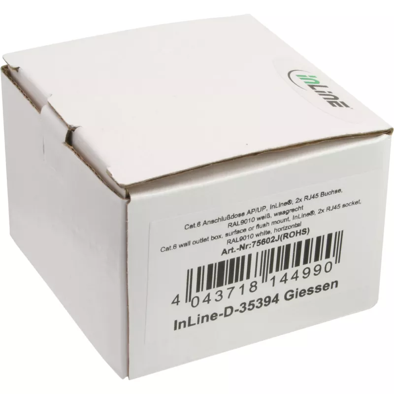 Wall Outlet Box surface or concealed mount 2x RJ45 vertical InLine 75602K