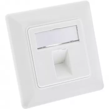 InLine zestaw ramki na 1 wkład RJ45 Bu/LSA, Keystone SNAP-In, biały RAL9010