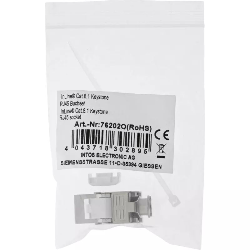 InLine Moduł Keystone Jack RJ45 Snap-In Kat.8.1 Płaski Metaliczny 1 szt.