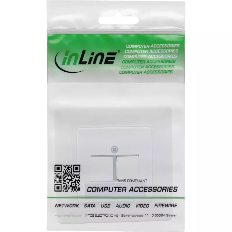 InLine Zestaw ramek dla 2x RJ45 Keystone SNAP-In 90°, biały RAL9010