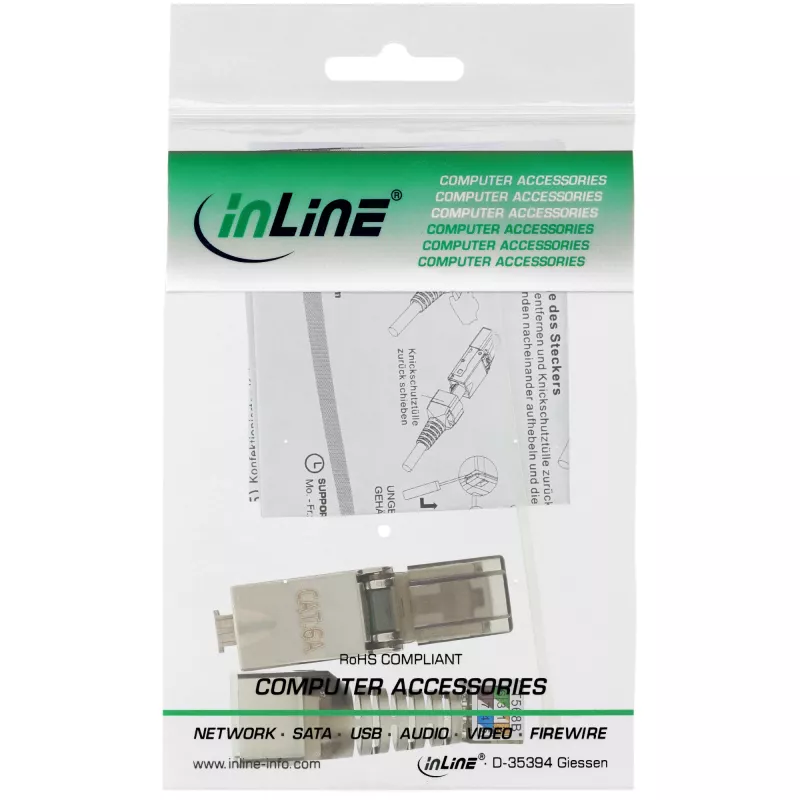 Wtyk InLine RJ45 kat.6A, 500 MHz, montowany bezpośrednio, ekranowany, 76204A