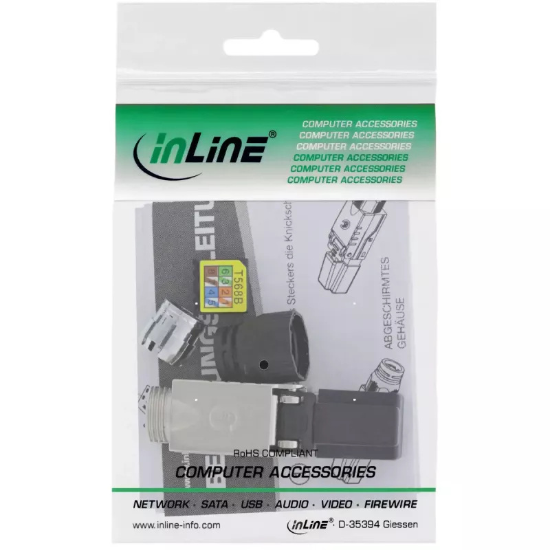 Wtyczka RJ45 InLine Kat.6A 500MHz, do samodzielnego montażu, ekranowana, z nakrętką