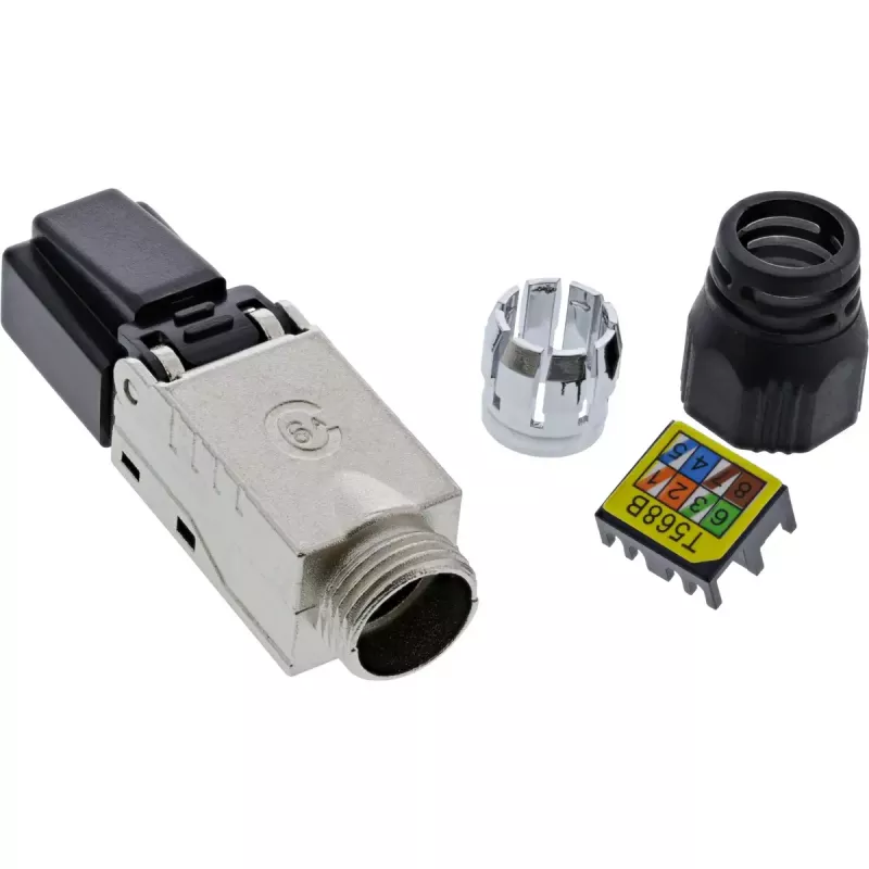 Wtyczka RJ45 InLine Kat.6A 500MHz, do samodzielnego montażu, ekranowana, z nakrętką