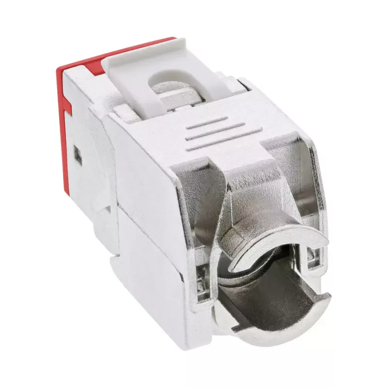 Keystone RJ45 InLine, ekranowany, kat.6A, czerwony 8 szt.