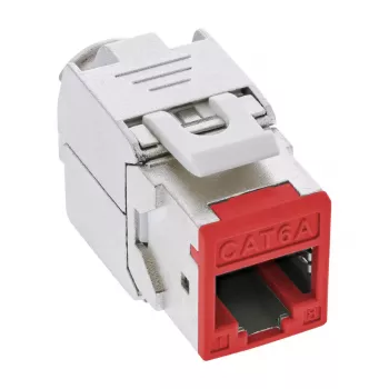 Keystone RJ45 InLine, ekranowany, kat.6A, czerwony 8 szt.