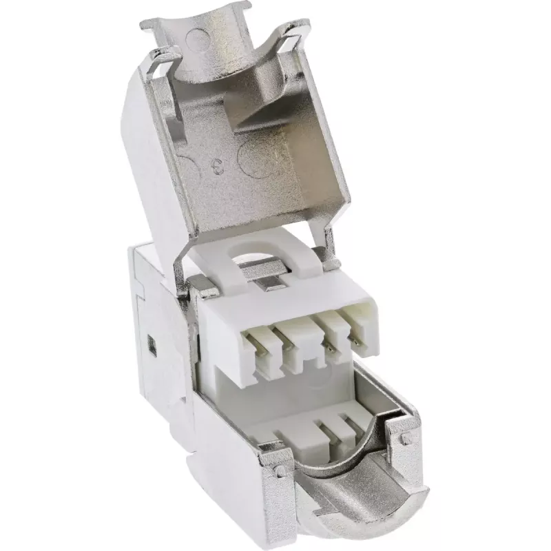 Keystone RJ45 InLine, ekranowany, kat. 6A, biały, 8 szt.