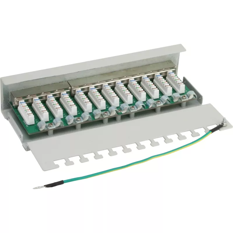 InLine Patch Panel Cat.6 12 portów do montażu na biurku/ścianie jasnoszary RAL7035