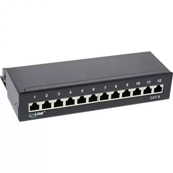 InLine Patch Panel Cat.6 12 Port do montażu na biurku / ścianie czarny RAL9005
