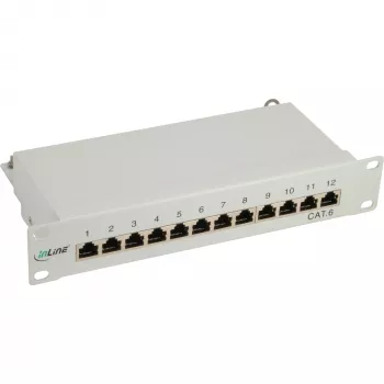 InLine Patch Panel 10 cali Cat.6 12 Portów 1U jasnoszary RAL7035