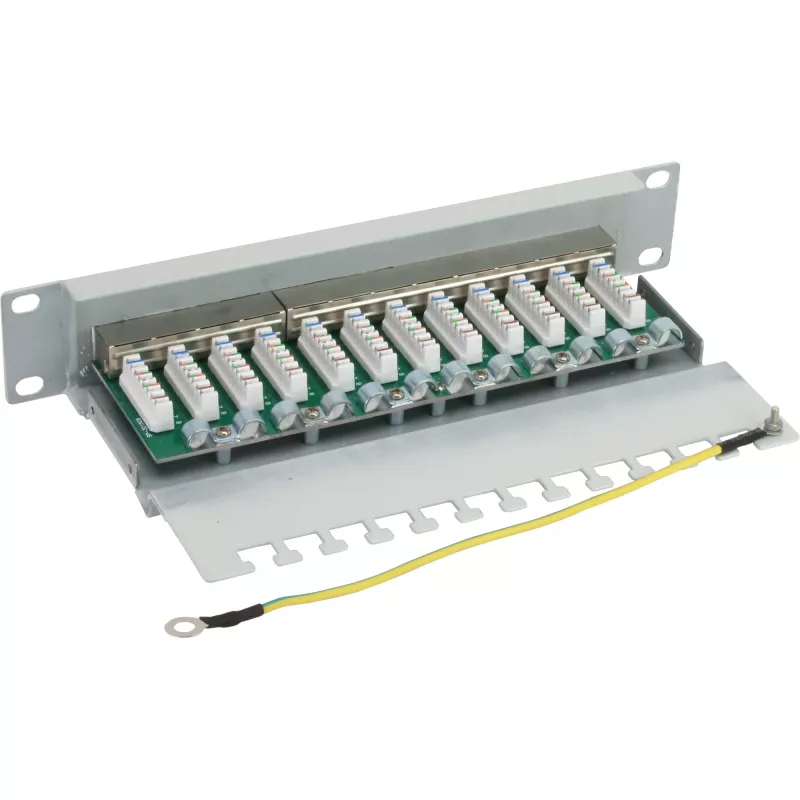 InLine Patch Panel 10 cali Cat.6 12 Portów 1U jasnoszary RAL7035