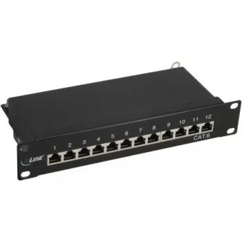 InLine Patch Panel 10 cali Cat.6 12 portów 1U czarny RAL9005