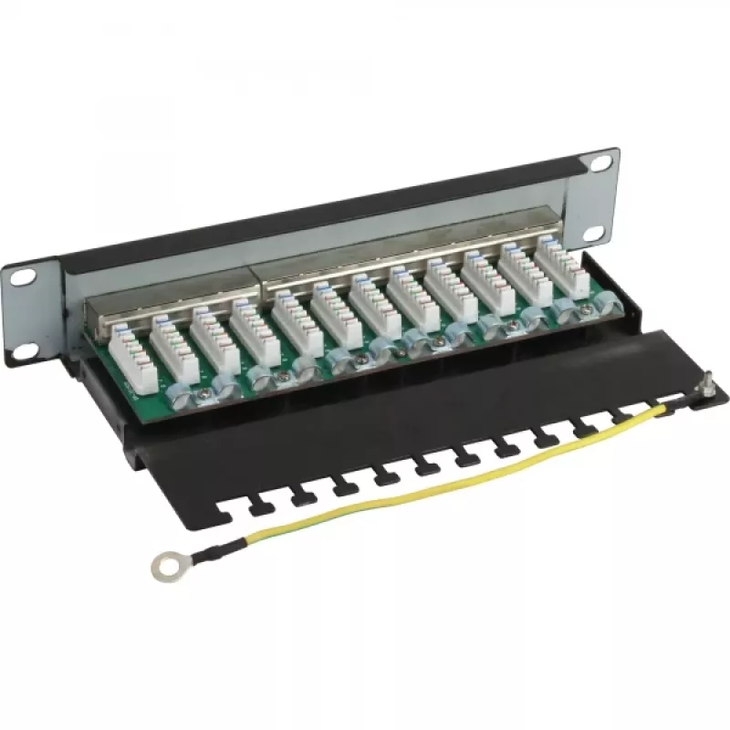 InLine Patch Panel 10 cali Cat.6 12 portów 1U czarny RAL9005