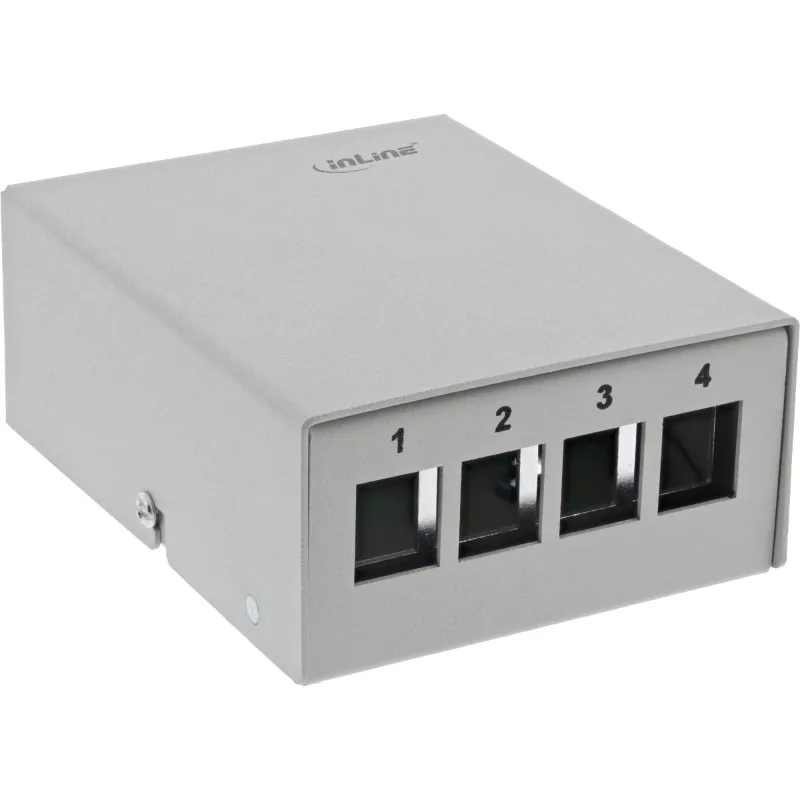 InLine Desktop Consolidation Point Box 4x Keystone RJ45, metal, RAL7035
