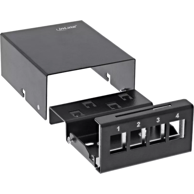 InLine Desktop Consolidation Point Box 4x Keystone RJ45, metal, czarny RAL9005