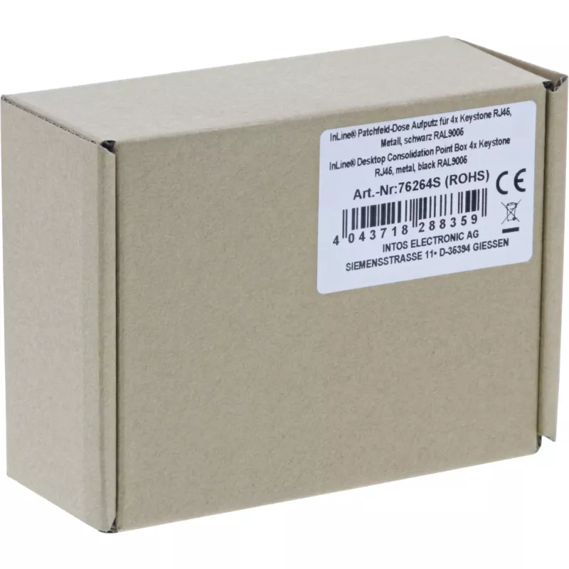 InLine Desktop Consolidation Point Box 4x Keystone RJ45, metal, czarny RAL9005