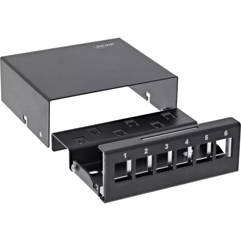 InLine Desktop Consolidation Point Box 6x Keystone RJ45, metal, czarny RAL9005