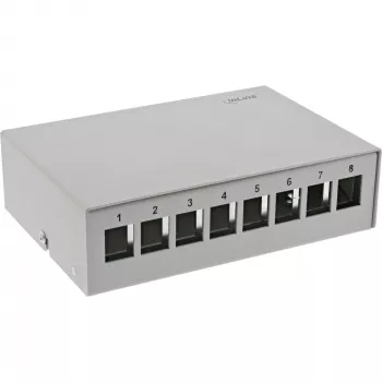 InLine Desktop Consolidation Point Box 8x Keystone RJ45, metal, RAL7035