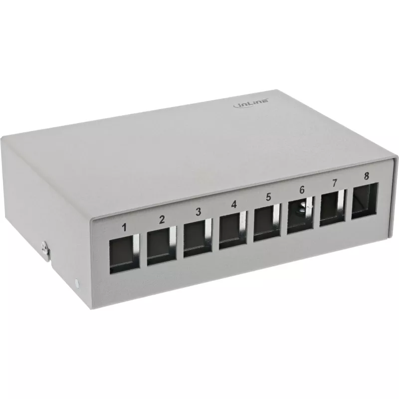 InLine Desktop Consolidation Point Box 8x Keystone RJ45, metal, RAL7035