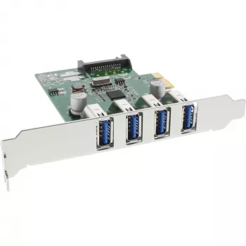 InLine USB 3.0 4 Port Host Controller PCIe z niskoprofilowym wspornikiem i zasilaniem 4-pinowym Aux.
