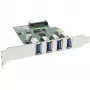 InLine USB 3.0 4 Port Host Controller PCIe z niskoprofilowym wspornikiem i zasilaniem 4-pinowym Aux.