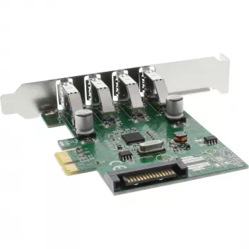 InLine USB 3.0 4 Port Host Controller PCIe z niskoprofilowym wspornikiem i zasilaniem 4-pinowym Aux.