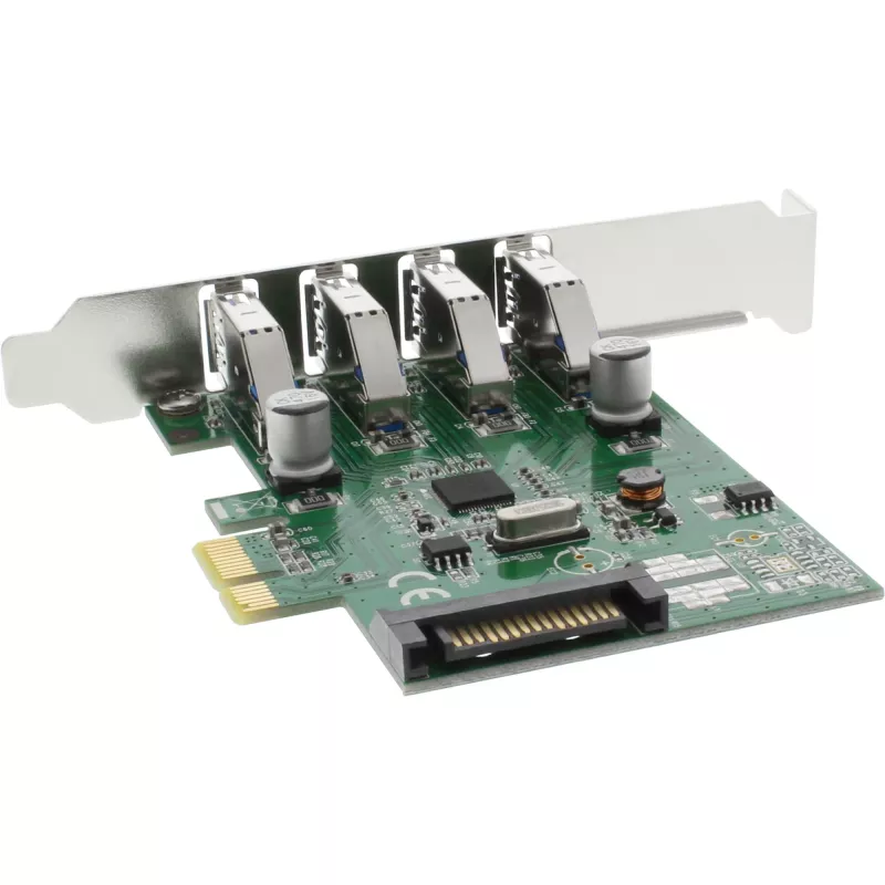 InLine USB 3.0 4 Port Host Controller PCIe z niskoprofilowym wspornikiem i zasilaniem 4-pinowym Aux.