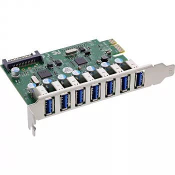 InLine USB-A 3.2 Gen.1 7 Port Host Controller PCIe, SATA Power
