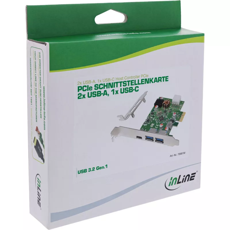 InLine 76661M karty interfejsów/adapter wewnętrzny USB 3.2 Gen 1 (3.1 Gen 1), USB Type-C