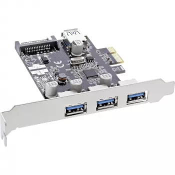 Kontroler hosta USB 3.0 InLine 3+1 porty, PCIe, z zasilaniem SATA i wspornikiem LP