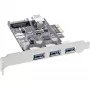 Kontroler hosta USB 3.0 InLine 3+1 porty, PCIe, z zasilaniem SATA i wspornikiem LP