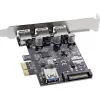 Kontroler hosta USB 3.0 InLine 3+1 porty, PCIe, z zasilaniem SATA i wspornikiem LP