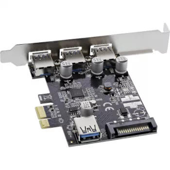 Kontroler hosta USB 3.0 InLine 3+1 porty, PCIe, z zasilaniem SATA i wspornikiem LP