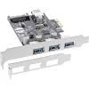 Kontroler hosta USB 3.0 InLine 3+1 porty, PCIe, z zasilaniem SATA i wspornikiem LP