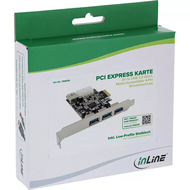 InLine 76662D karty interfejsowe/adaptery Wewnętrzny Molex 4-pin, USB 3.2 Gen 1 (3.1 Gen 1)