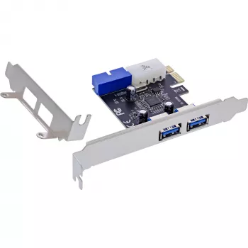 Kontroler hosta InLine 2+2 porty USB 3.2 Gen.1, PCIe, z zasilaniem SATA + niskoprofilowy wspornik