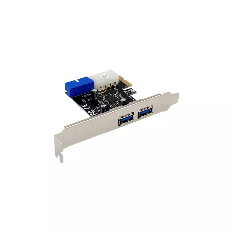 Kontroler hosta InLine 2+2 porty USB 3.2 Gen.1, PCIe, z zasilaniem SATA + niskoprofilowy wspornik