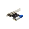 Kontroler hosta InLine 2+2 porty USB 3.2 Gen.1, PCIe, z zasilaniem SATA + niskoprofilowy wspornik