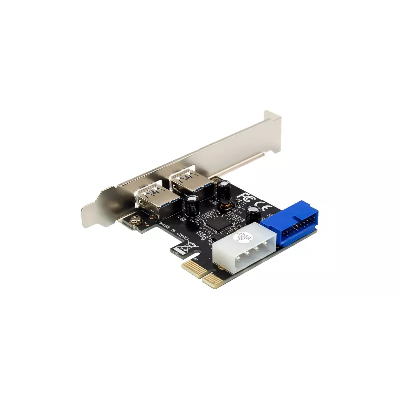 Kontroler hosta InLine 2+2 porty USB 3.2 Gen.1, PCIe, z zasilaniem SATA + niskoprofilowy wspornik