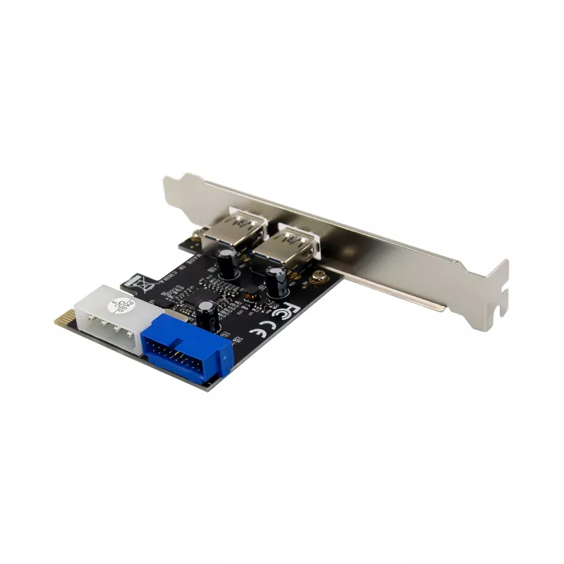 Kontroler hosta InLine 2+2 porty USB 3.2 Gen.1, PCIe, z zasilaniem SATA + niskoprofilowy wspornik