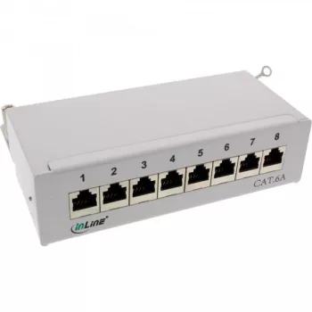 InLine Patch Panel Cat.6A do montażu na biurku/ścianie 8 portów jasnoszary RAL7035