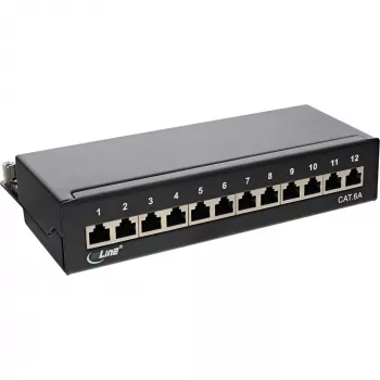 InLine Patch Panel Cat.6A do montażu na stole/ścianie 12 portów czarny