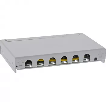 InLine Patch panel Cat.6A 0.5U 6-port, table/wall/rail, szary with dust prot.