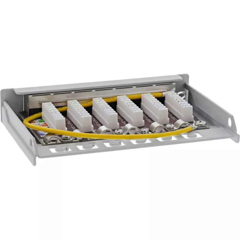 InLine Patch panel Cat.6A 0.5U 6-port, table/wall/rail, szary with dust prot.