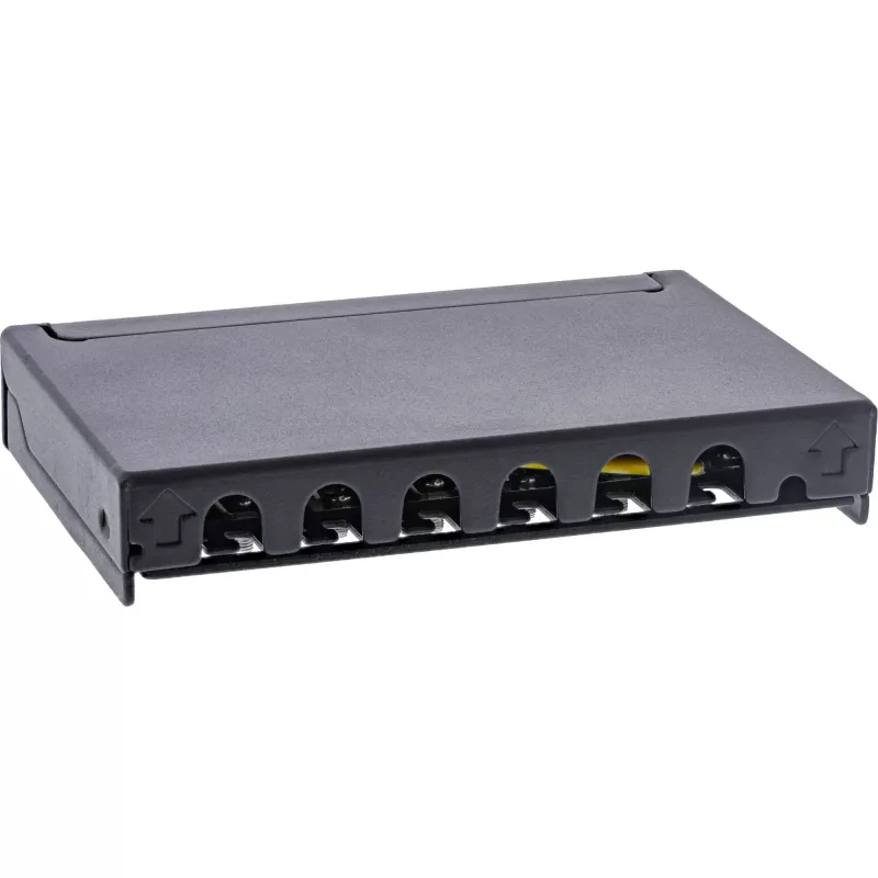 InLine Patch panel Cat.6A 0.5U 6-port, stół/ściana/szyna, czarny z ochroną przeciwpyłową