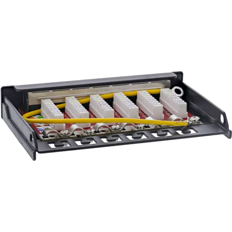 InLine Patch panel Cat.6A 0.5U 6-port, stół/ściana/szyna, czarny z ochroną przeciwpyłową