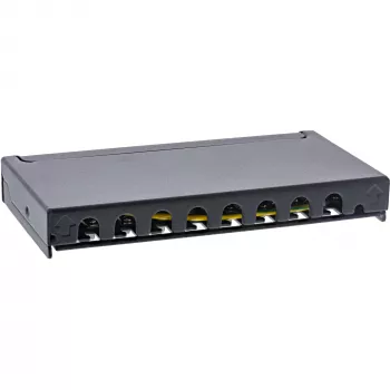 InLine Patch panel Cat.6A 0.5U 8-port, stół/ściana/szyna, czarny, ochrona przed kurzem