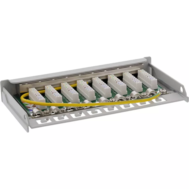 InLine Patch panel Cat.6A 0.5U 8-port, table/wall mounting light szary RAL7035