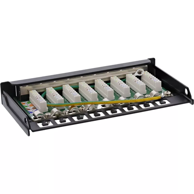 InLine Patch panel Cat.6A 0.5U 8-port, table/wall mounting Czarny RAL9005